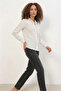 Women's Single Pocket Polka Dot Oversize Shirt - White - 6