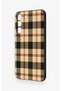 Samsung S22 Compatible Cream Plaid Patterned Silicone Case - 4