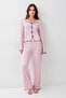 Long Sleeve Ribbon Bow Detailed Flexible Lycra Viscose Soft Pajama Set 18208