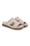 Women's genuine leather everyday slippers with side window detail, anatomical flat sole - 26y-1910 - 3