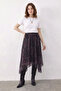 Women's Ethnic Patterned Asymmetrical Cut Lined Anthracite Skirt - 4