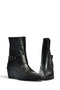 Z654037703 Black Genuine Leather Low Heeled Western Women's Boots - 7