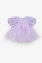 Le Mabelle Baby Girl Rose Appliqué Tulle Dress Lilac - 3
