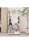 Beauty4U White Glass Display Cabinet with LED&Mirror, 4-Shelf Curio Cabinet | Double-Door Showcase with Mirror and LED for Collectibles, Figures, Books, and Decor Display; Includes Anti-tip Hardware