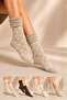 Women's Patterned Curly Terry Socks 4-Piece Socks