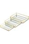 3 Pieces Mirror Tray, Rectangle Metal Vanity Mirror Tray,Can be stored for Perfume, Jewelry, Makeup, Cosmetic,Suitable for Dresser, Bedroom,Bathroom,Hotel, 3 Sizes