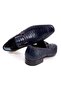 Dark Blue Color Laceless Genuine Leather Leather Sole Men's Shoes - 2