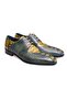 Green Color Lace-Up Genuine Leather Men's Shoes