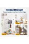 Glass Display Cabinet with Lock, 3 Tier Tempered Glass Showcase, 40.64cm W x 40.64cm D x 83.82cm H, Rectangular Floor Standing, White MDF Base, Modern Style for Collectibles and Trophies - 5