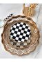 Antique Wood Look Glass Tray with 2 Checkerboard Patterns - 3
