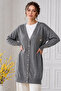 Collar Detailed Mercerized Cardigan N3362 Gray - 2