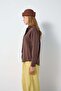 Women's Brown Collar Detailed Modal Fabric Shirt 31189 - 5
