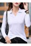 Solid Color Collar Detailed Lycra Stretchy Bodysuit, Casual Long Sleeve Top for Fall & Winter, Women's Clothing - 2