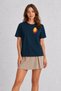 Mango Illustration Print T-Shirt - Navy Blue - 3