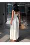 White Square Neck Strap Long Summer Dress 8148 - 4