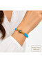 Turquoise Beaded Authentic Women's Bracelet – Multi-Row Design with Gold Color Detail