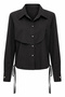 Side-Tie Buttoned Poplin Cotton Shirt 19587 Black - 4
