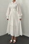 Ecru Brode Belted Scallop Dress - 3