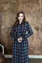 Navy Blue Pleated Plaid Dress - 2