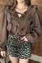 Brown Ruffle Blouse - 3