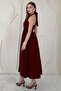 Burgundy Halter Linen Dress - 3