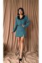 Blue Double Button Jacket and Mini Skirt Set