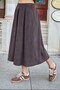 Women's Velvet Fabric High Waist Pleated Midi Skirt with Pockets - Brown - 5