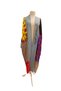 Women's Multicolor Patchwork Patterned Bohemian Long Kimono Cardigan with Text Detail - 4