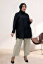 68064 Plus Size Hidden Placket Double Tensel Shirt - Black - 4
