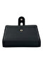 100% Genuine Leather Vertical Model Women's Wallet with Patches and Snap Fasteners, Black - 4