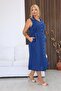 Plus Size Linen Fabric Dress with Side Lace Detail - 3