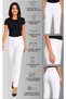 Women's Belted White, Navy Blue, Black Alpaca Fabric Doctor Nurse Medical Single Bottom Trousers - 6