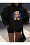 Unisex Colorful Arrow Bear Printed Hooded Sweatshirt
