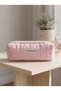 Powder Pink Tiny Hearts Patterned Large Zippered Pen Holder – Multi-Purpose Fabric Pencil Case - 6