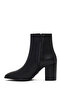 Women's Black Zippered Thick Heeled Leather Boots Wf210010Dv - 3