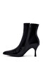 Women's Black Zippered Thin Heeled Patent Leather Boots Af200022Dr - 3