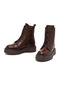 Women's Brown Lace-Up Zippered Thick-Sole Leather Boots Wf190014Dv - 3