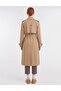 Buttoned Double-Breasted Trench Coat Beige - 4
