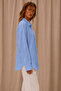 Breathable Regular Muslin Fabric Long Sleeve Collared Men's Shirt - Blue - 3