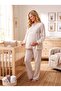 New Season Light Beige Muslin Fabric Double-Breasted Tie-Up Special Design Long Sleeve 100% Cotton Maternity Pajama Set with Nursing Feature - 8
