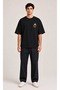 Black Oversize Minimal Turtle Print Design T-Shirt - 2