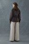 Brown Gold Button Detailed Belted Cashmere Shirt - 4