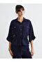 Navy blue tie-up oversized women's shirt by gulis gi̇yi̇m