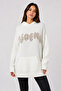 Women's Hooded Relaxed White Knitwear Sweatshirt