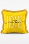 Set of 4 Fringed Throw Pillow Covers with Yellow Daisy Pattern and "Home Sweet Home" Written - 5