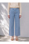 Lcw Petite Blue Elastic Waist Wideleg Women's Jean Trousers - 2
