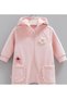 Baby Girl Jumpsuit with Floral Detail, 3-Yarn Threaded Hooded Winter Jumpsuit - 3