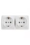 Hoff Mini double schuko socket, exposed, protective contact, 10A, white