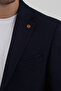Elvio Men's Navy Blue - Blue Italian Striped Slim Fit Mono Collar Cotton Fabric Sports Blazer Jacket - 2