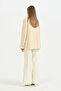 Single Button Detailed Linen Jacket - Cream - 4